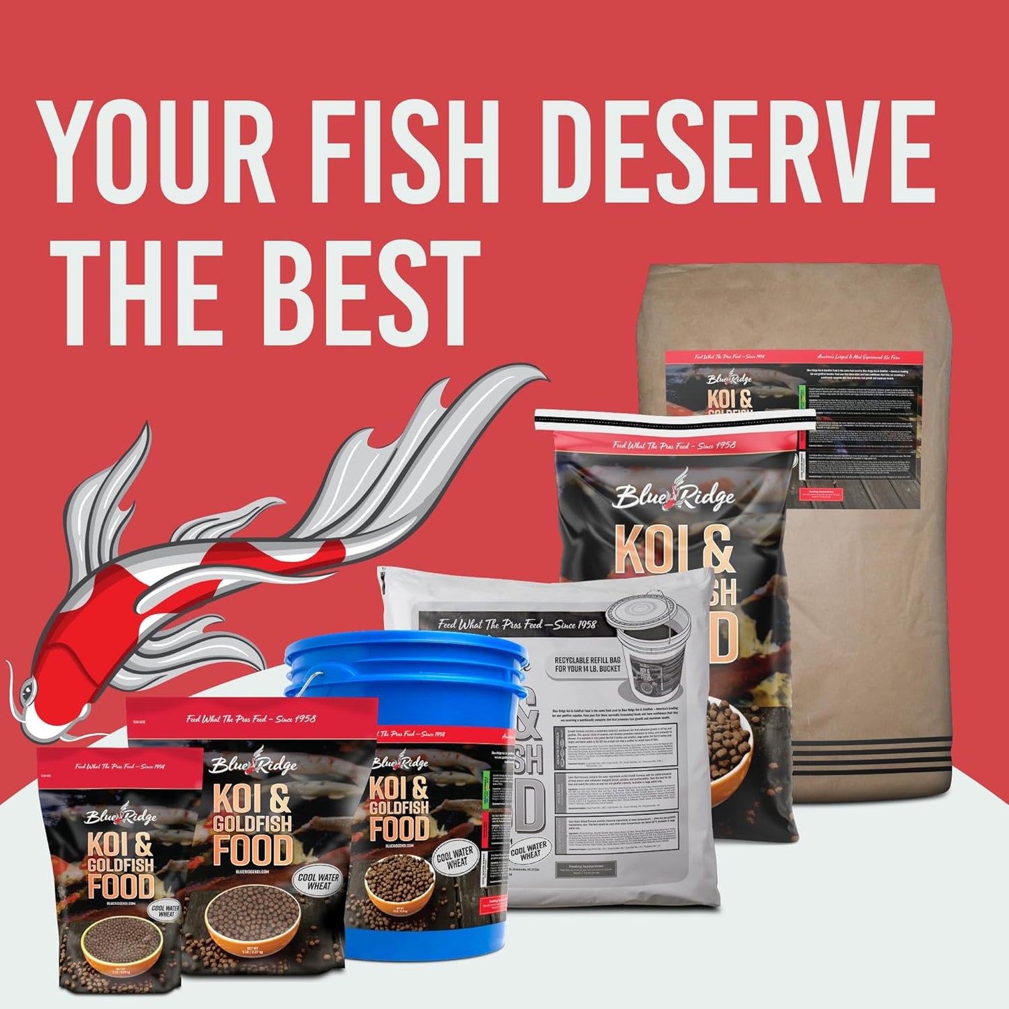 Blue Ridge Koi Fish Food 5lb - Cool Water Wheat 3/16", Fall and Winter Floating Pond Pellets, Ponds Fish Food