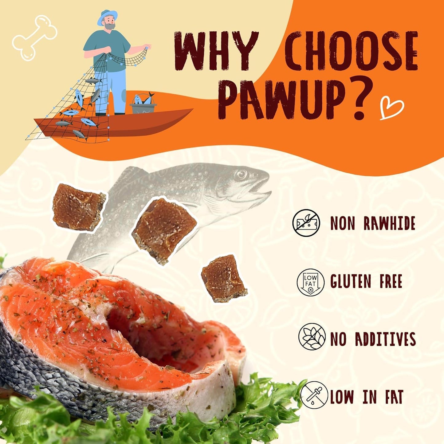 PAWUP Salmon Dog Treats, Healthy Salmon Bites, Dog Jerky Training Treats with Taurine, Rich in Omega-3, 12oz (Smoked Flavor)