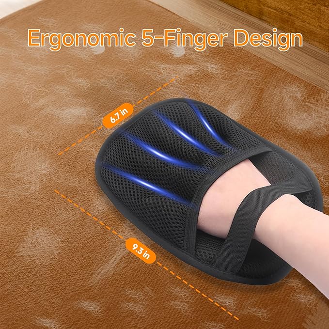 2-in-1 Pet Grooming Glove & Fabric Hair Remover - Reusabie, Silicone Massage Bristles,Static Adhesion for Quiuck Shedding Control,Safe for Dogs & Cats(Big)