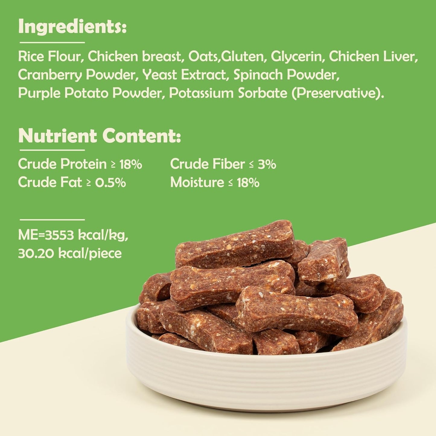 MON2SUN Dog Treats 2 Inch Chicken & Oat Treats with Cranberry Powder, Crunchy Biscuits for Small Dogs, Training Rewards, 10.6 oz (35 Count)