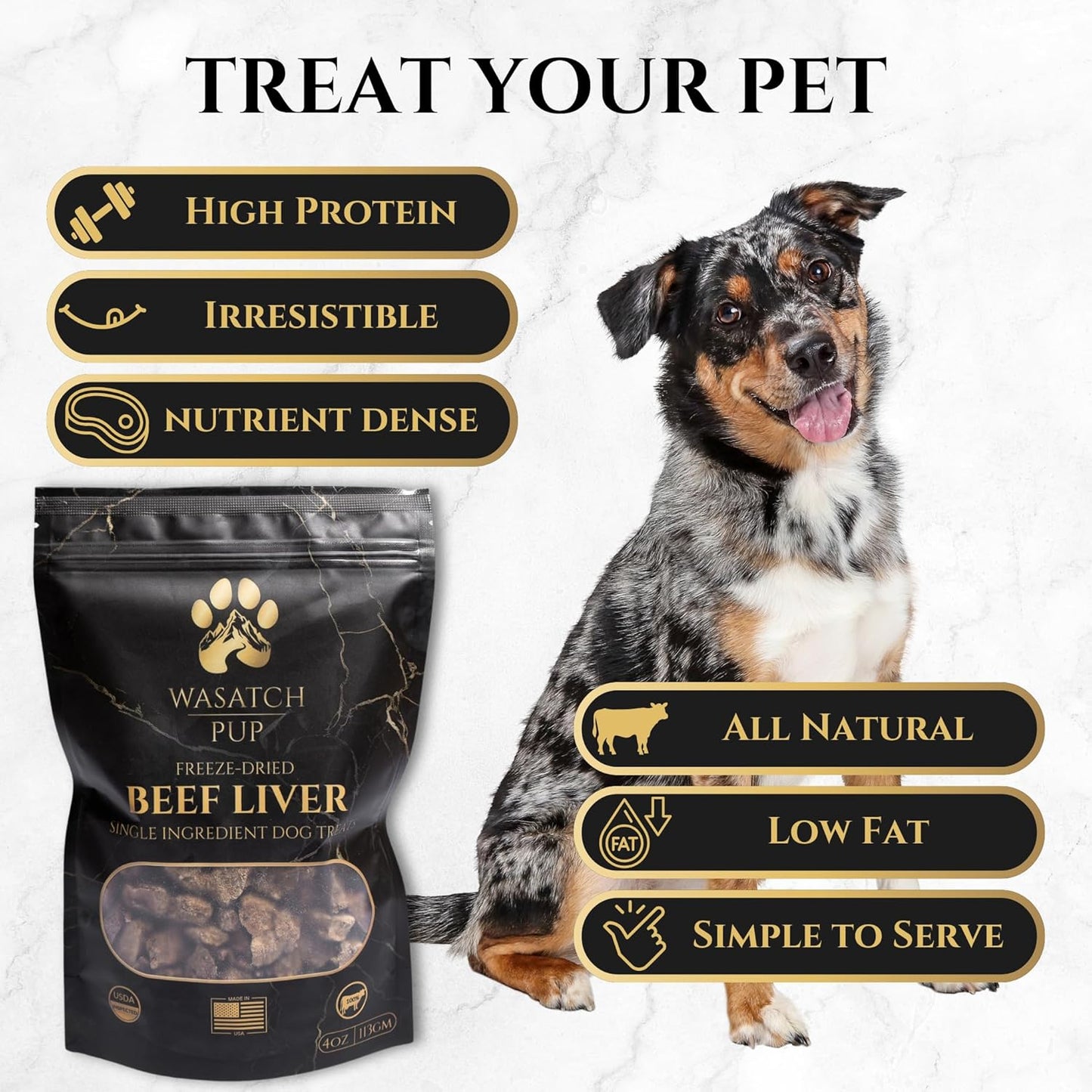 Beef Liver Dog Treats | All Natural Freeze Dried Dog Treat for Dogs & Puppies - Made from Raw Single Ingredient, High Protein Pet Training Treats | USDA Approved & Made in The USA - 4 Oz