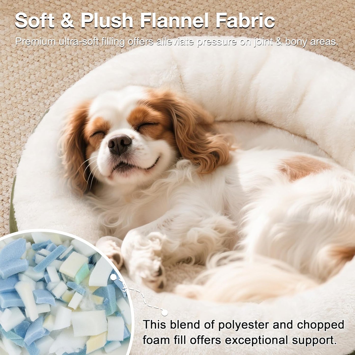 Love's cabin Round Donut Cat and Dog Cushion Bed, 25in Pet Bed for Small or Medium Dogs, Anti-Slip & Water-Resistant Bottom, Soft Durable Fabric Pet Beds, Washable Calming Cat & Dog Bed Olive Green