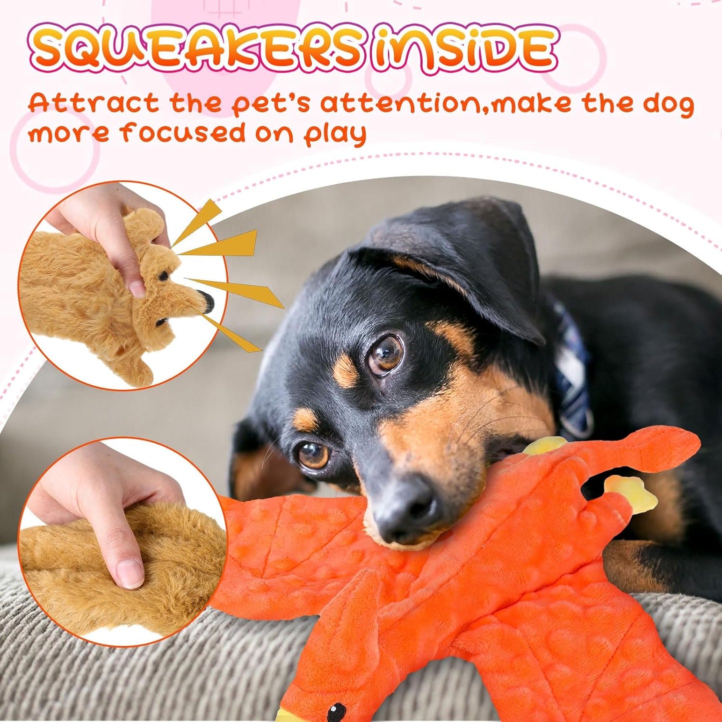 Outus 20 Pcs No Stuffing Dog Squeaky Toys Bulk for Aggressive Chewers, Crinkle Teething Chew Plush Toys for Small Medium Large Pet Gift, 20 Styles(Vivid Style)