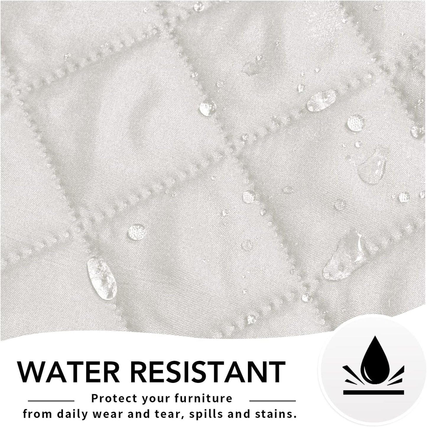 Easy-Going Reversible Chaise Lounge Couch Cover Water Resistant Sofa Cover Sectional L Shaped Sofa Slipcover with Adjustable Straps Furniture Protector for Dogs (115X34 in, Ivory/Ivory)