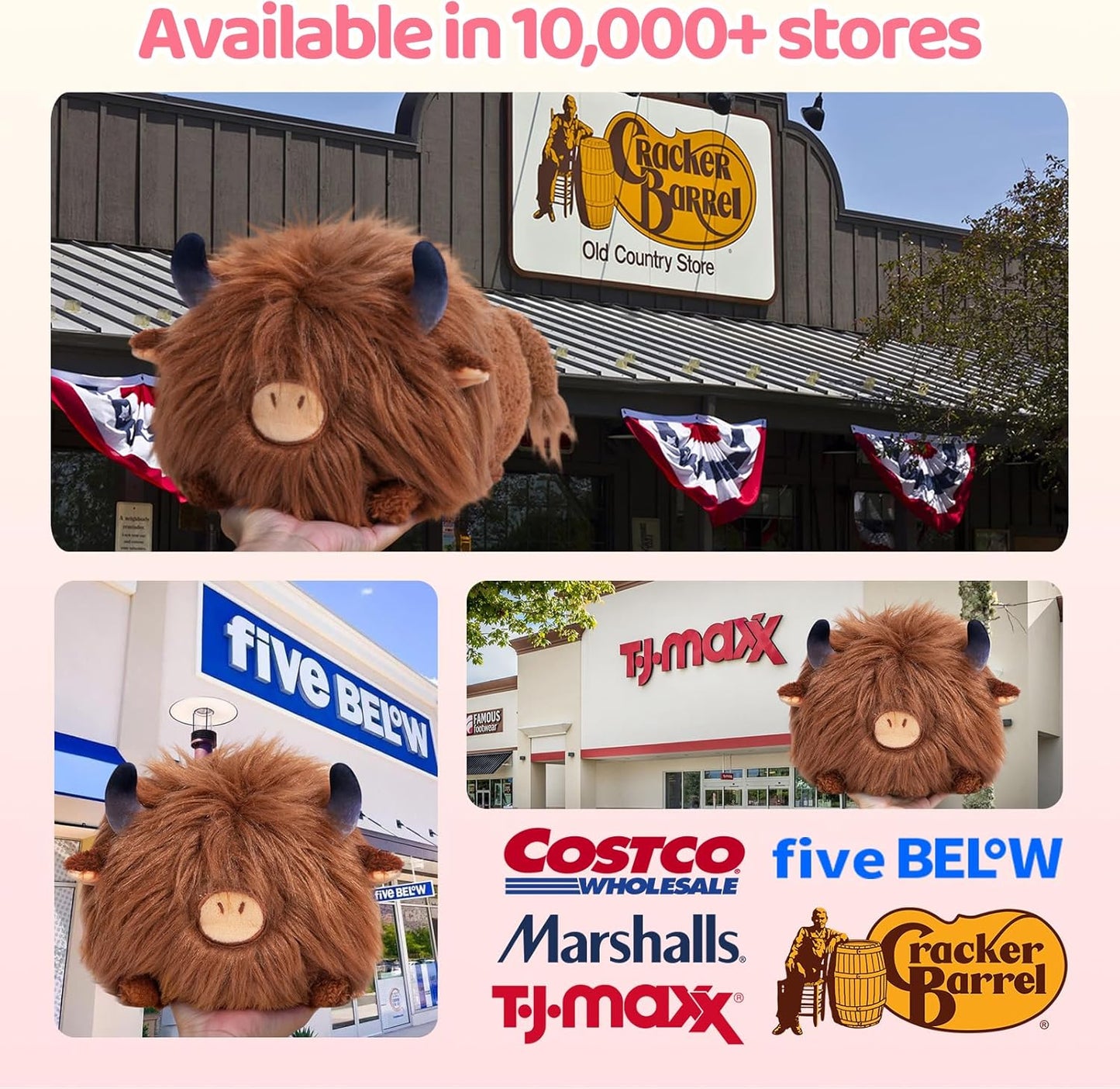 Cute Highland Cow Plush, Kawaii Plushies Cow Stuffed Animal, Highland Cow Toy Pillow, Soft Squishy Gifts for Girls (16 Inch)