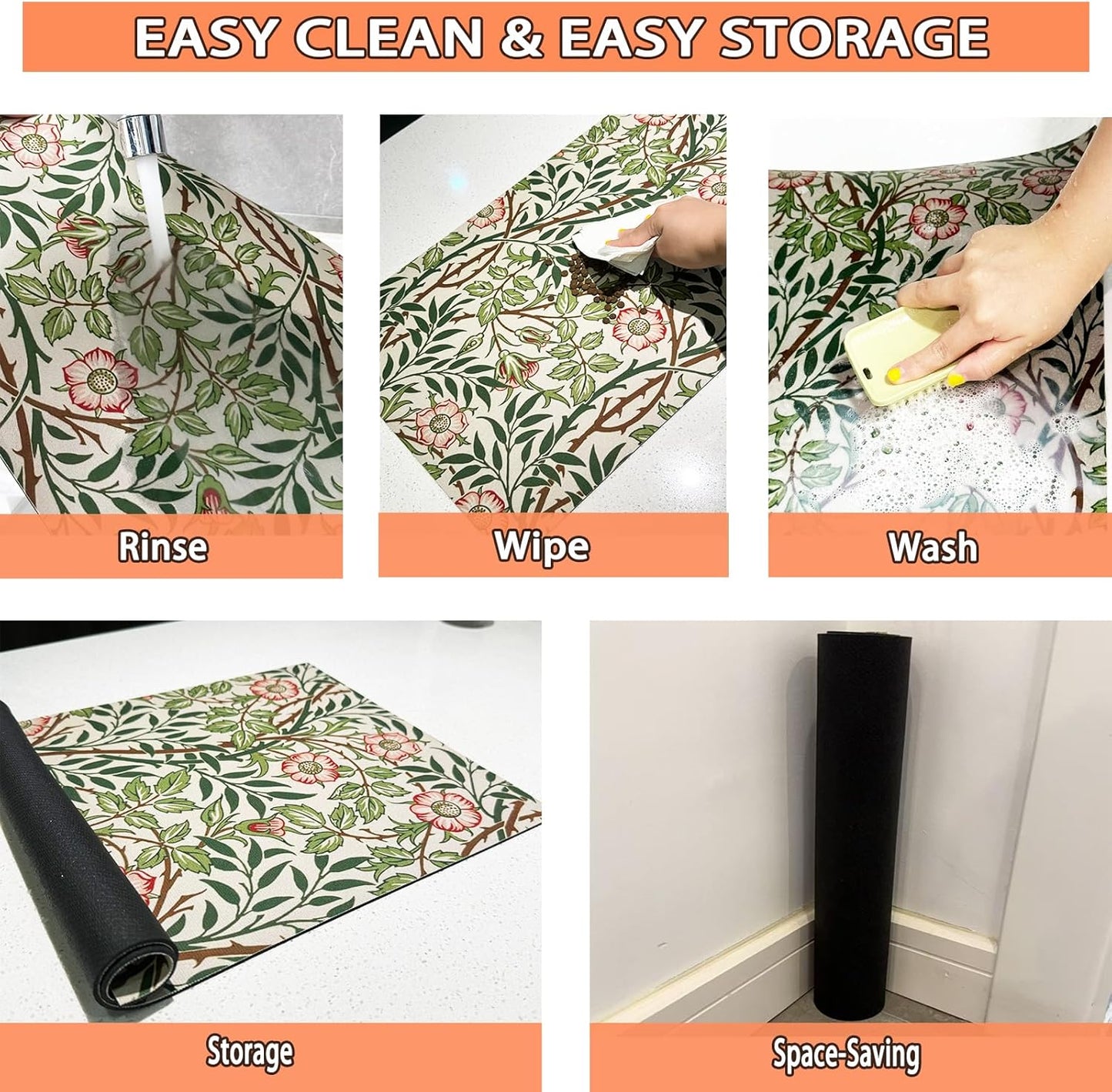 Pet Feeding Mat for Dogs and Cats - Super Absorbent Anti-Slip Bowl Pad, Eco-Friendly Washable Mat to Prevent Spills and Mess Thicket Mat 12"x20"