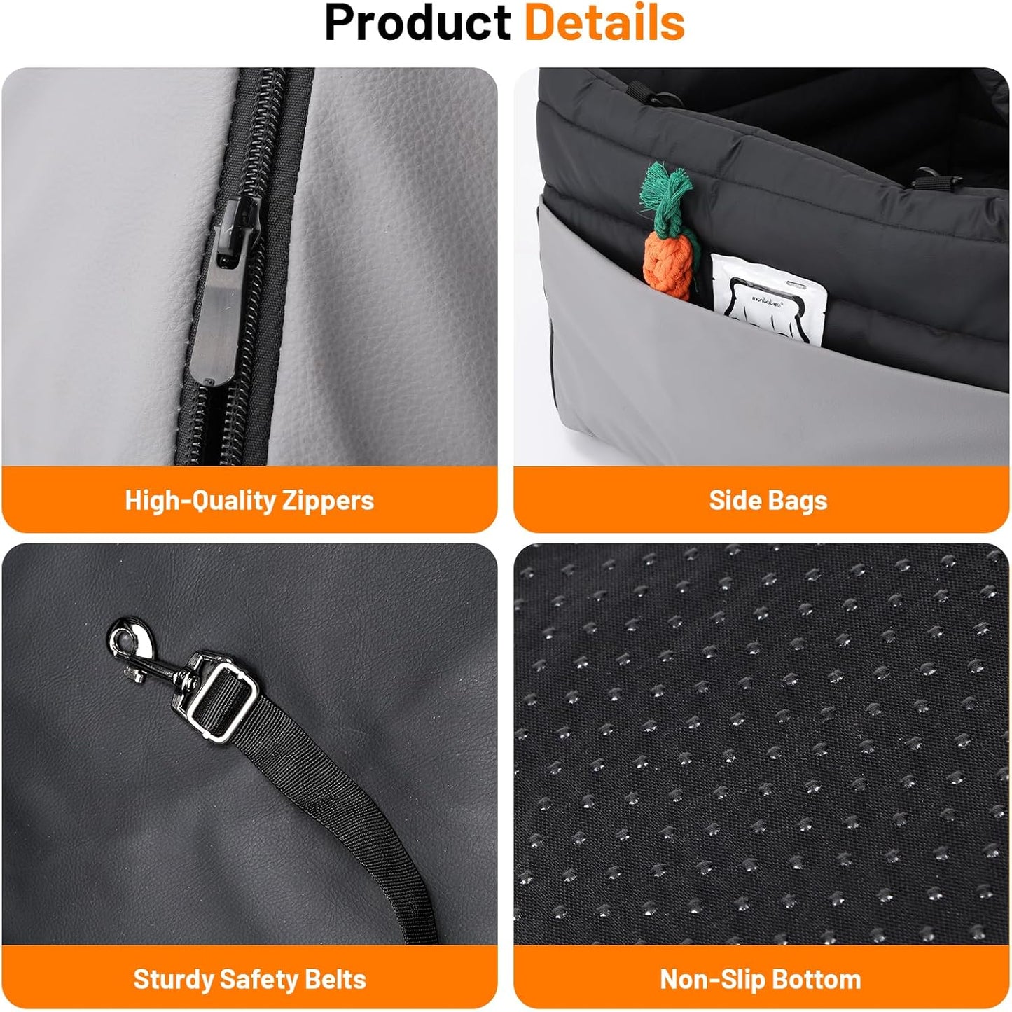 Dog Car Seat for Medium Pets: 2-in-1 Foldable Travel Booster with Waterproof PU Leather, Secure Safety Straps, Fits Pets Up to 45 lbs