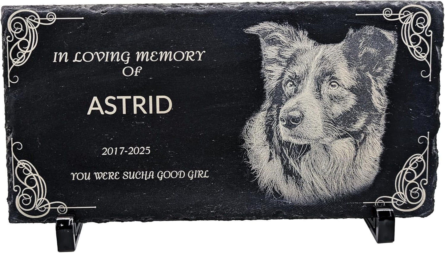 lemuria Pet Memorial Stone Dog Memorial Gifts for Loss of Dog Pet Loss Sympathy Gift Slate Grave Marker or Dog Headstone Indoor/Outdoor Rainbow Bridge Tribute for Dogs and Cats (12x6 inches)