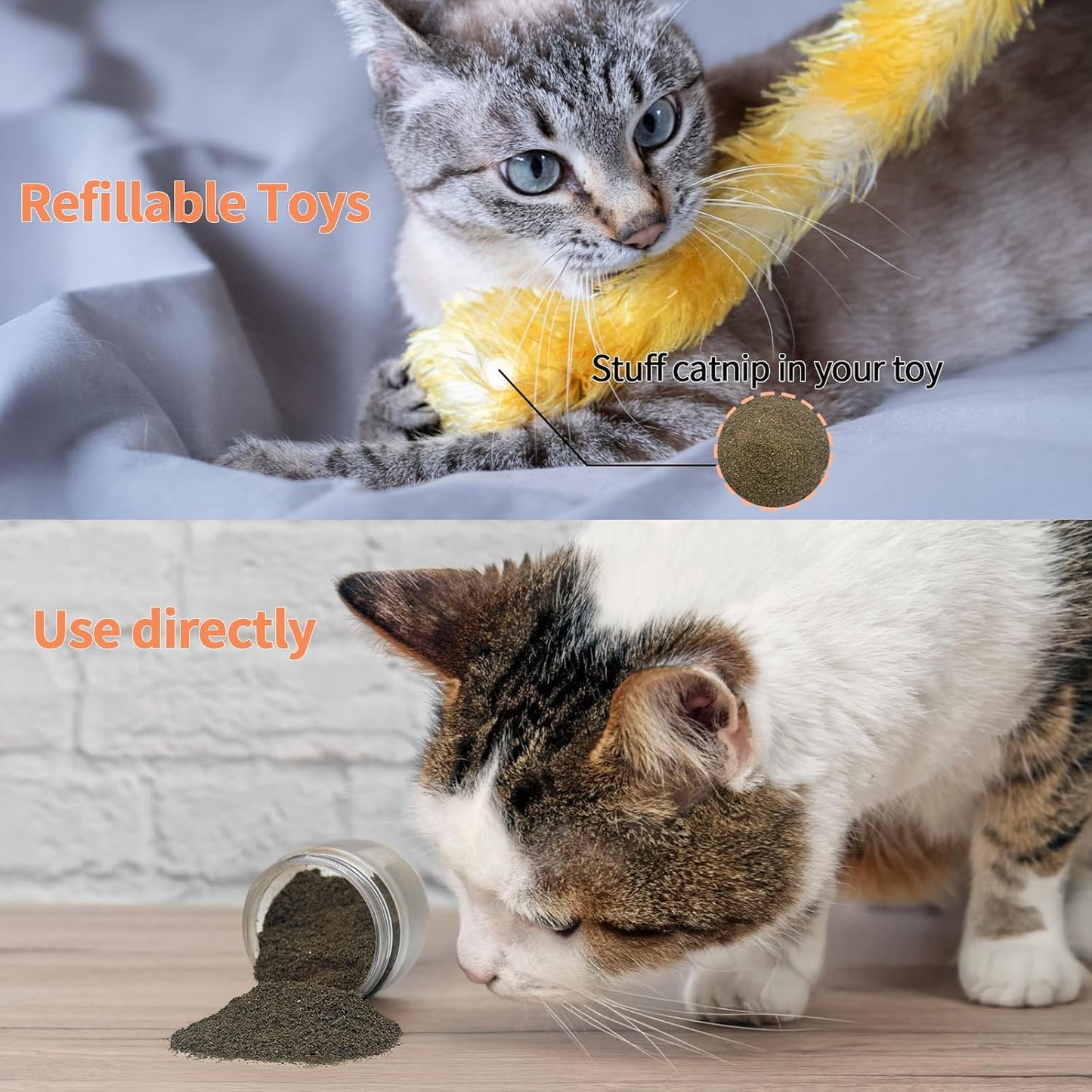 Catnip & Silvervine Powder – 15g Blend of Silver Vine Gall Fruit & Pure Catnip, Non-Addictive, Suitable for All Cat Ages, Multi-Play Use for Cat Toys, Scratchers & Protecting Furniture