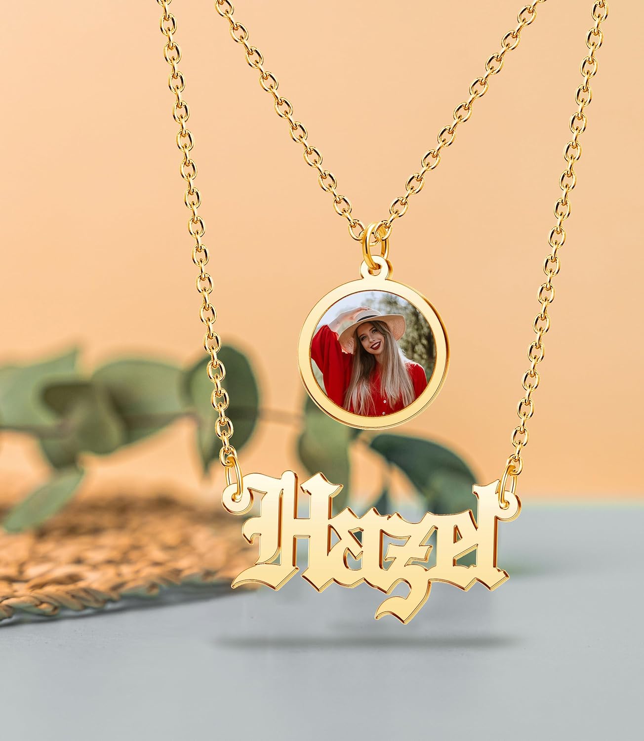 CharmSStory Personalized Photo Necklaces Custom Engraved Name Necklace Memory Keepsake Picture Necklace Pendant Customized Gifts for Women Men