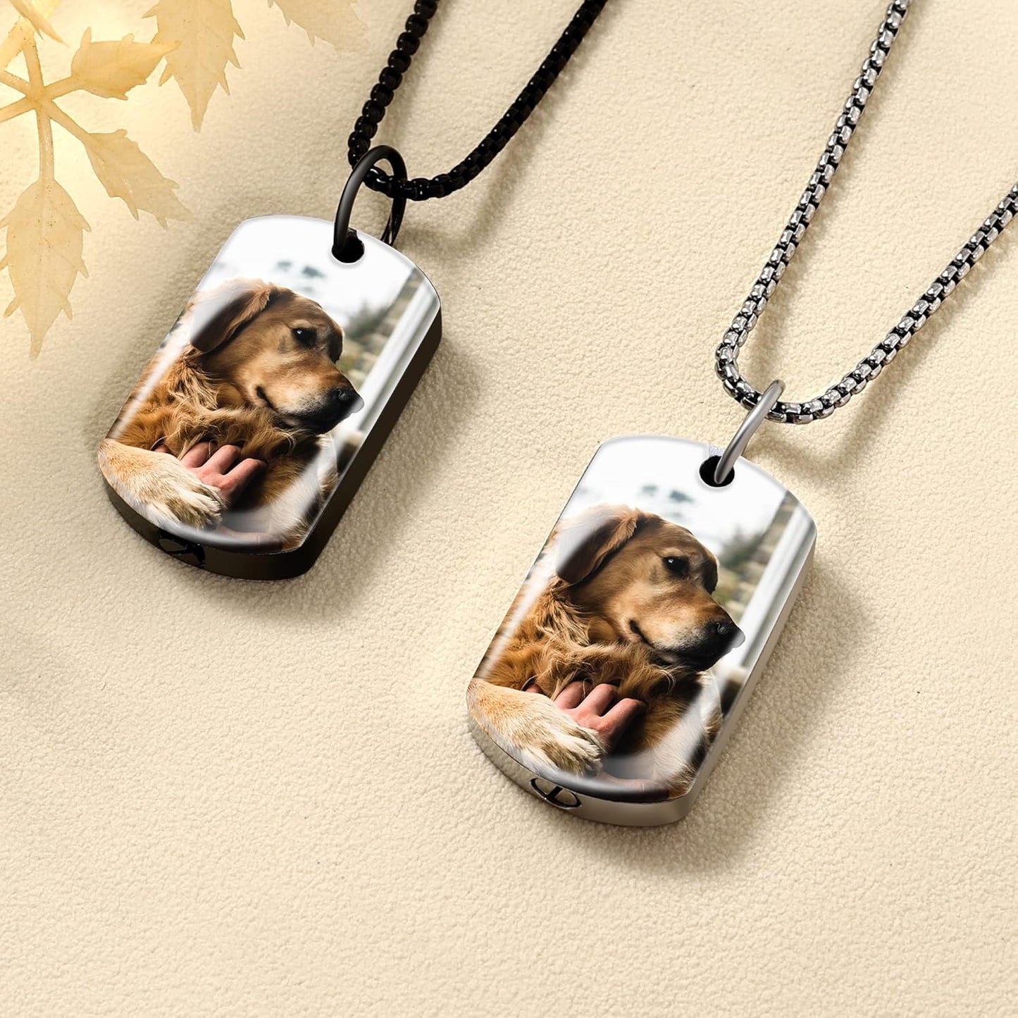 Fanery Sue Personalized Pet Ashes Necklace for Dog Cat Custom Photo&Text Pet Loss Sympathy Gift Cremation Jewelry