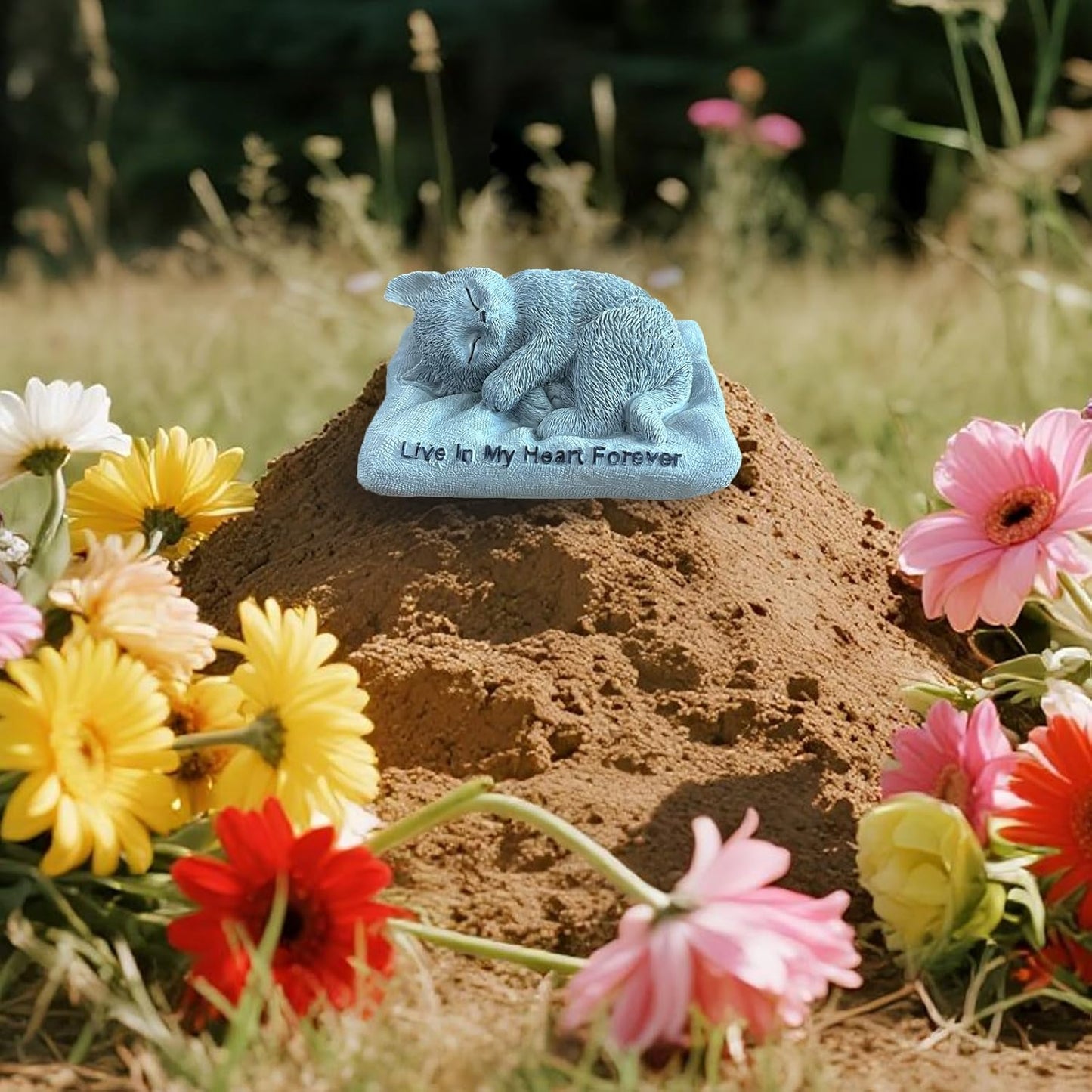 Cat Memorial Stones Grave Markers Outdoor Tribute Statue-Pet Cat Memorial Figurine Sympathy Gifts Garden Stone (Sleeping Angel cat)