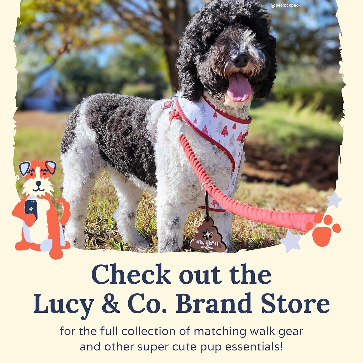 Lucy & Co Poop Clip for Pups – Hands-Free Dog Waste Bag Holder – Silicone Doggy Leash Accessories, Pooper Scooper Essentials for Walking in the City, Hiking at the Park & More