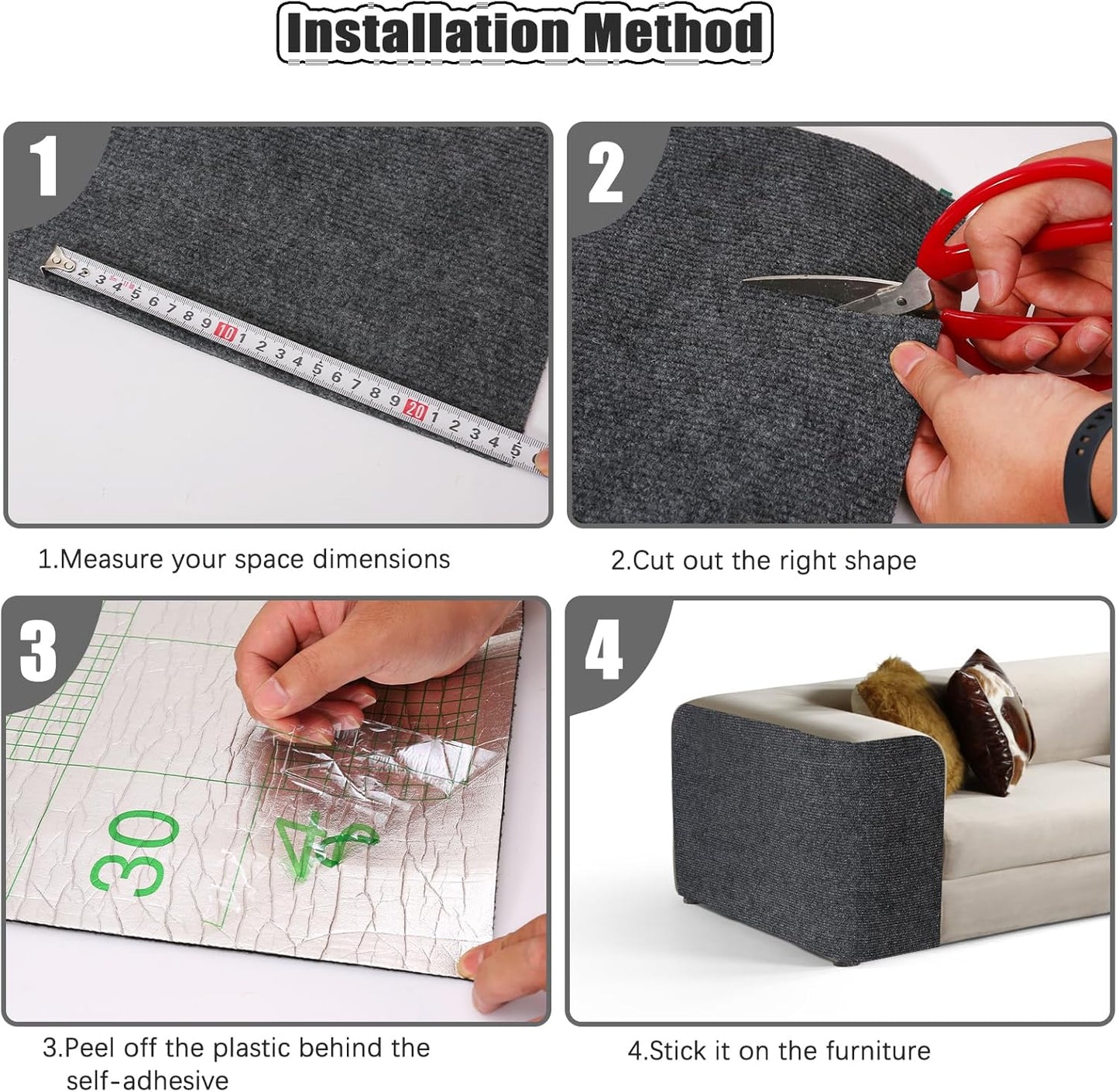 Large 118.1"x15.8" Cat Scratching Mat - Carpet with Self-Adhesive Trimmable-Adhesive Carpet, Cat Scratch Furniture Protector Replacement for Cat Tree Shelf Shelves Couch Furniture DIY Protector