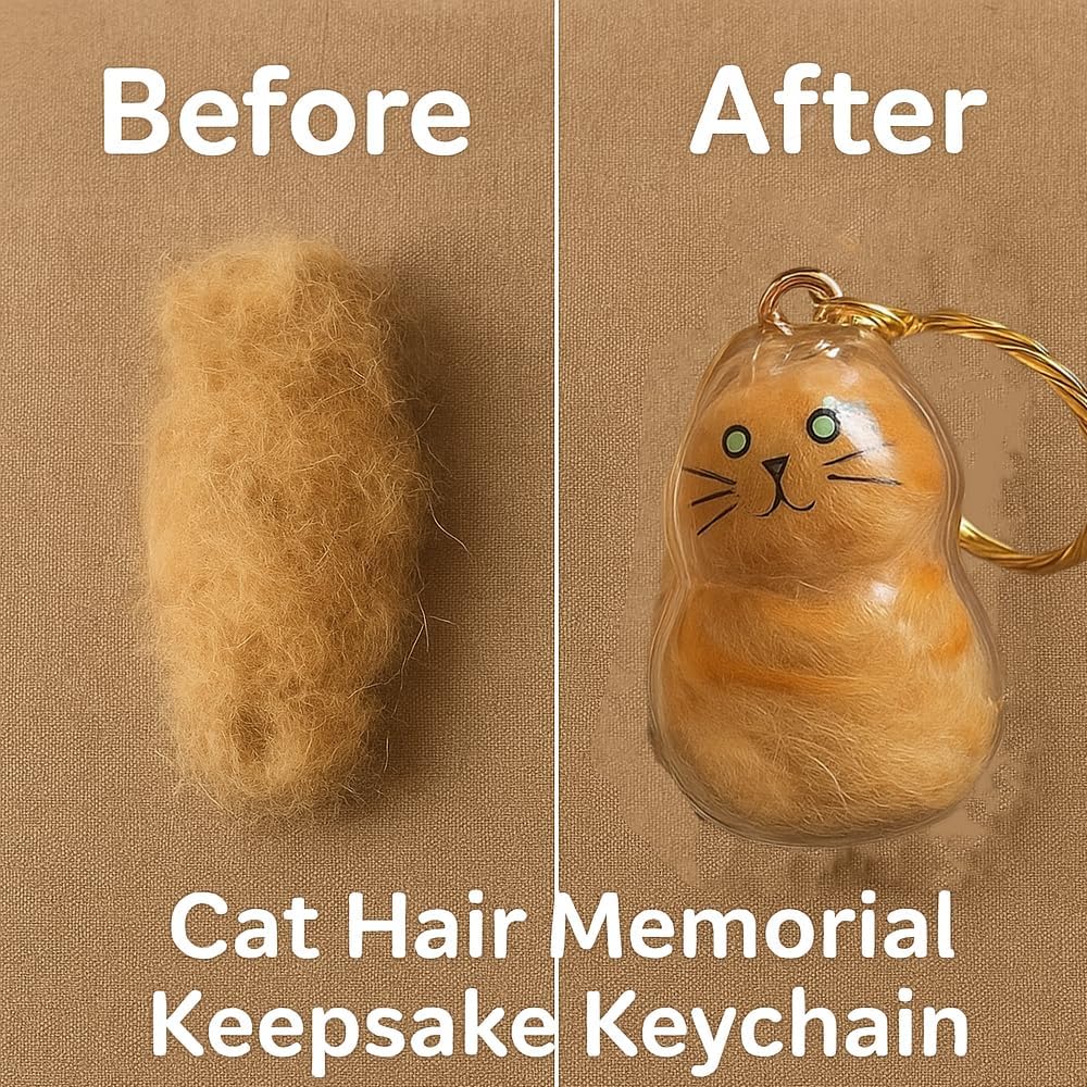 Cat Hair Storage Keychain – Memorial Gift for Pet Lovers, Transparent Cat Hair Storage Bottle Pendant