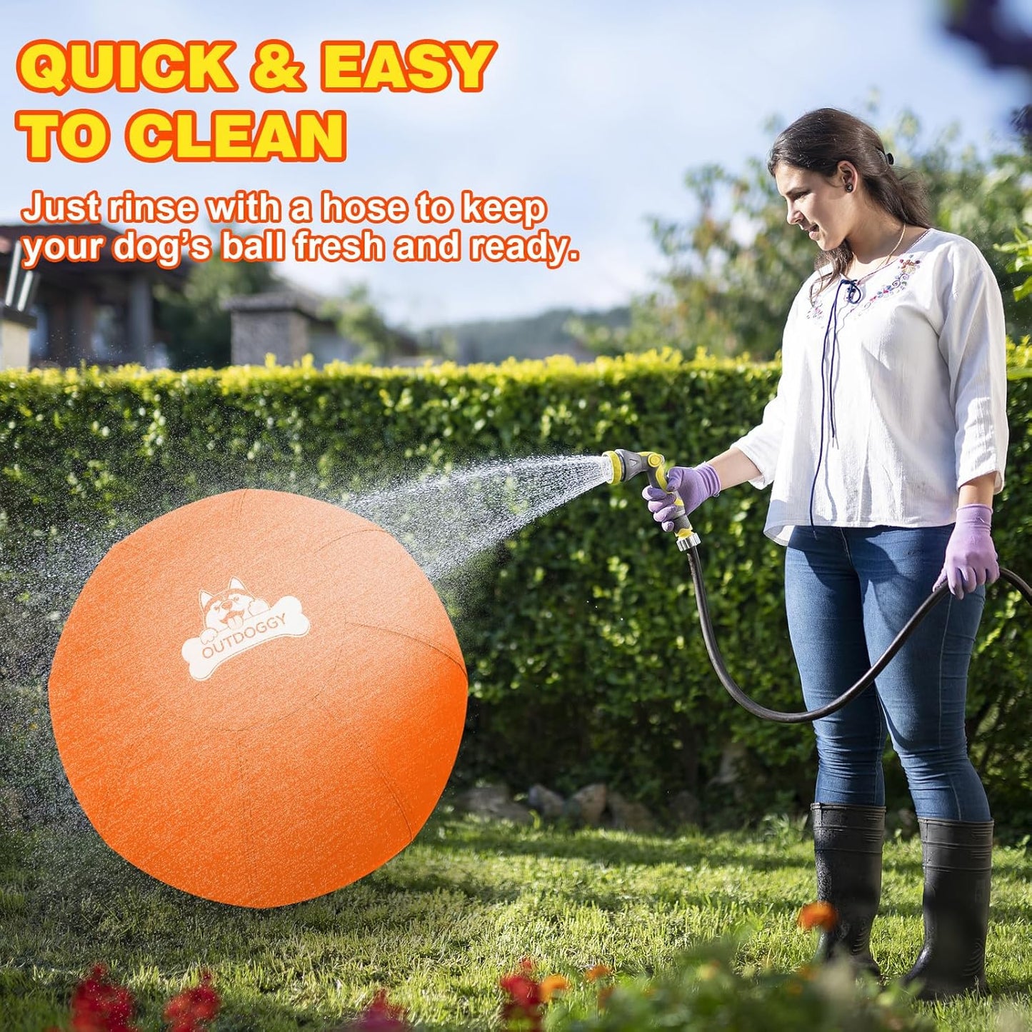 Herding Ball for Dogs 18 Inch - Dual-Layer Heavy Duty Herding Ball for Australian Shepherds, Border Collies & Corgis | Outdoor Herding Toy for Small/Medium Dogs - Backyard Training and Play - Orange