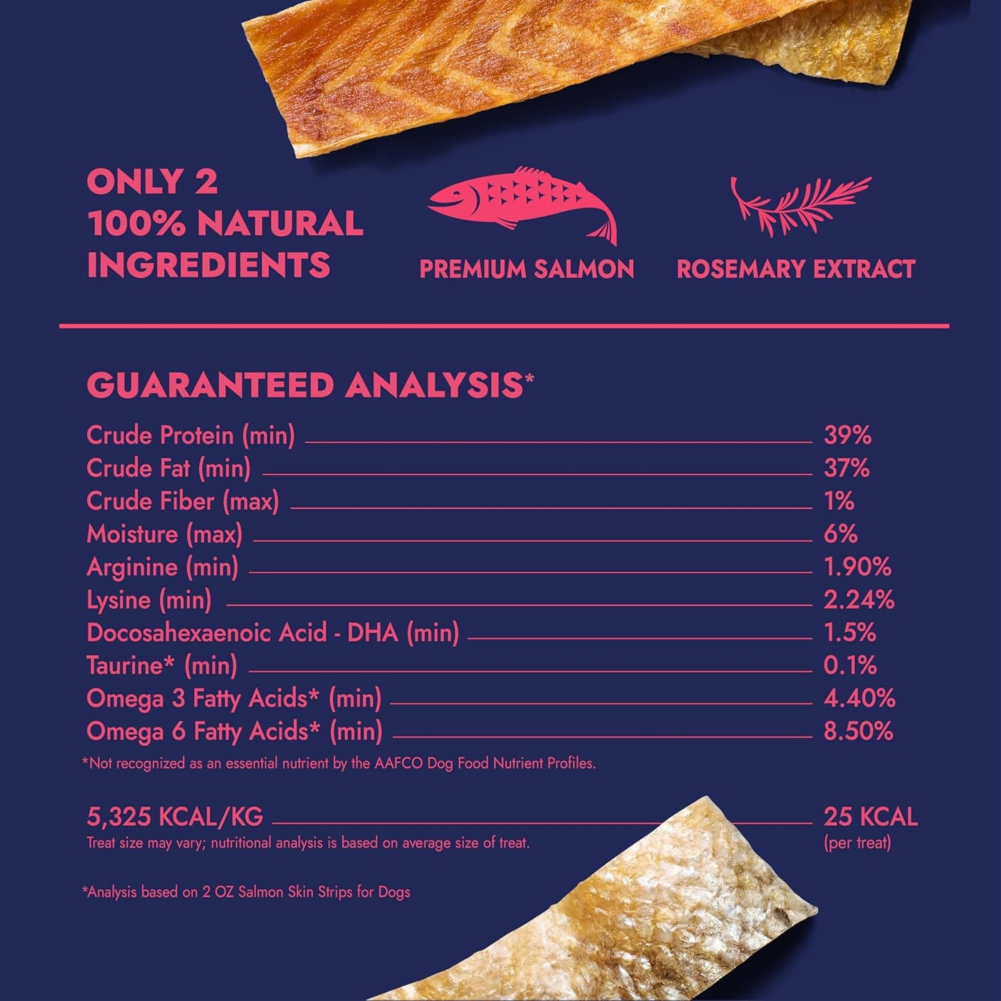 Finfare Freeze Dried Dog Treats, Salmon Skin Strips, Protein & Omega-3s, Grain Free Salmon Dog Training Treats, Crafted in USA, 2oz