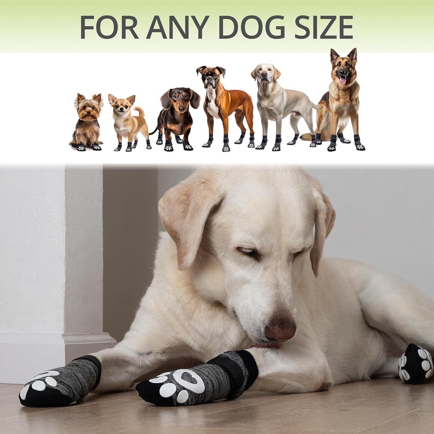 Non-Slip Dog Socks for Hardwood Floors - 6-Pack | Anti-Slip Toes to Prevent Licking Paws, Add Grip, and Provide Paw Protection | for All Ages and Senior Dogs - XS