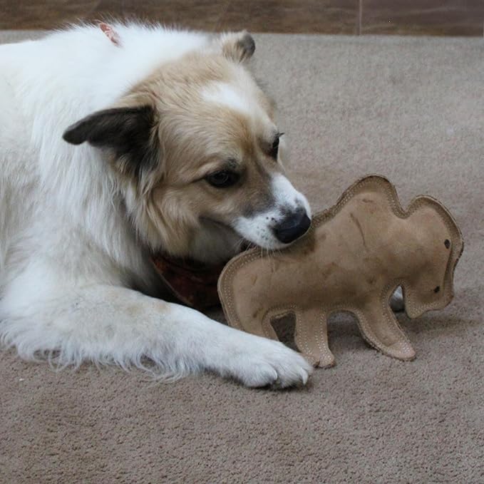 SPOT Dura-Fused Leather Buffalo Dog Toy – Durable Real Leather & Jute Chew Toy with Squeaker, Double-Stitched for Moderate Chewers, Medium & Large Dogs, 11.5in