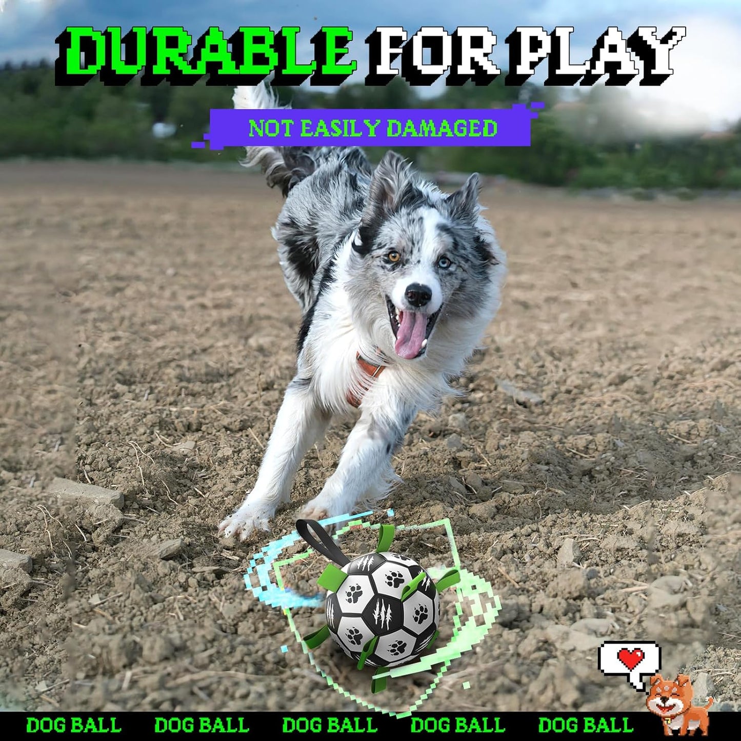 Diman Dog Soccer Ball with Straps, Soccer Balls for Dogs to Play, Train and Retriever, Outdoor Pet Balls for Small to Medium (6 Inch)