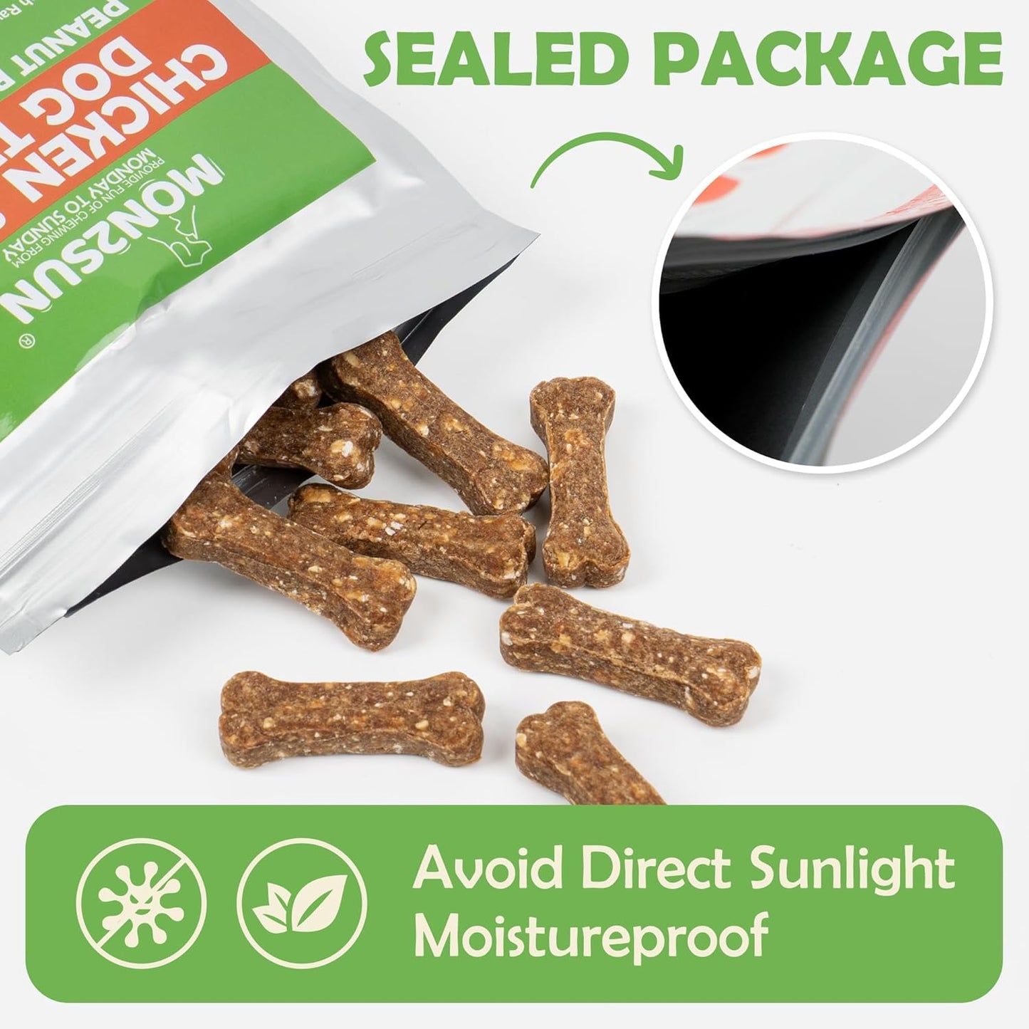 MON2SUN Dog Treats 2 Inch Chicken & Oat Treats with Peanut Butter, Crunchy Biscuits for Small Dogs, Training Rewards, 10.6 oz (35 Count)