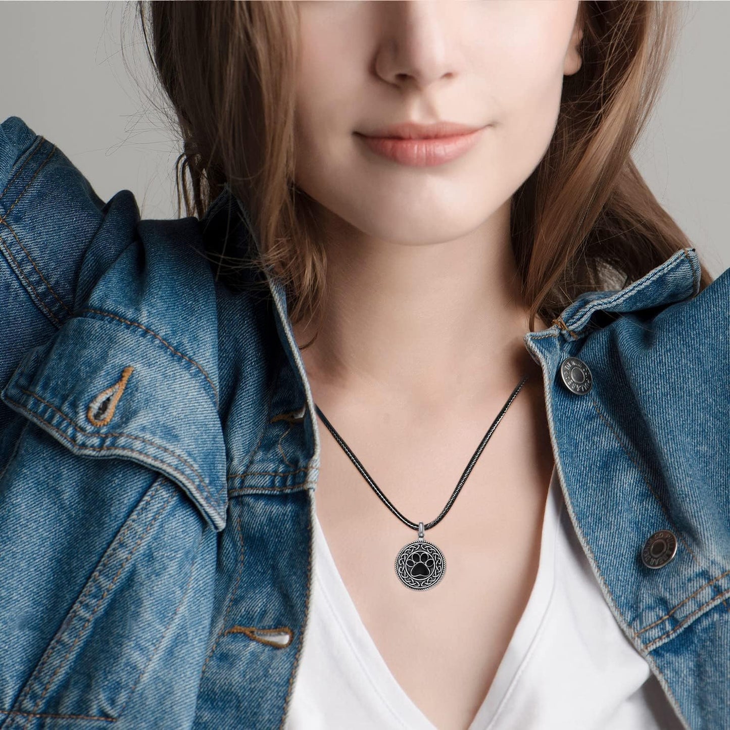 Dreamboat Pet Urn Necklace for Dog Cat Ashes 925 Sterling Silver Paw Print Cremation Keepsake Pendant Celtic Knot Memorial Jewelry Gifts for Women Men