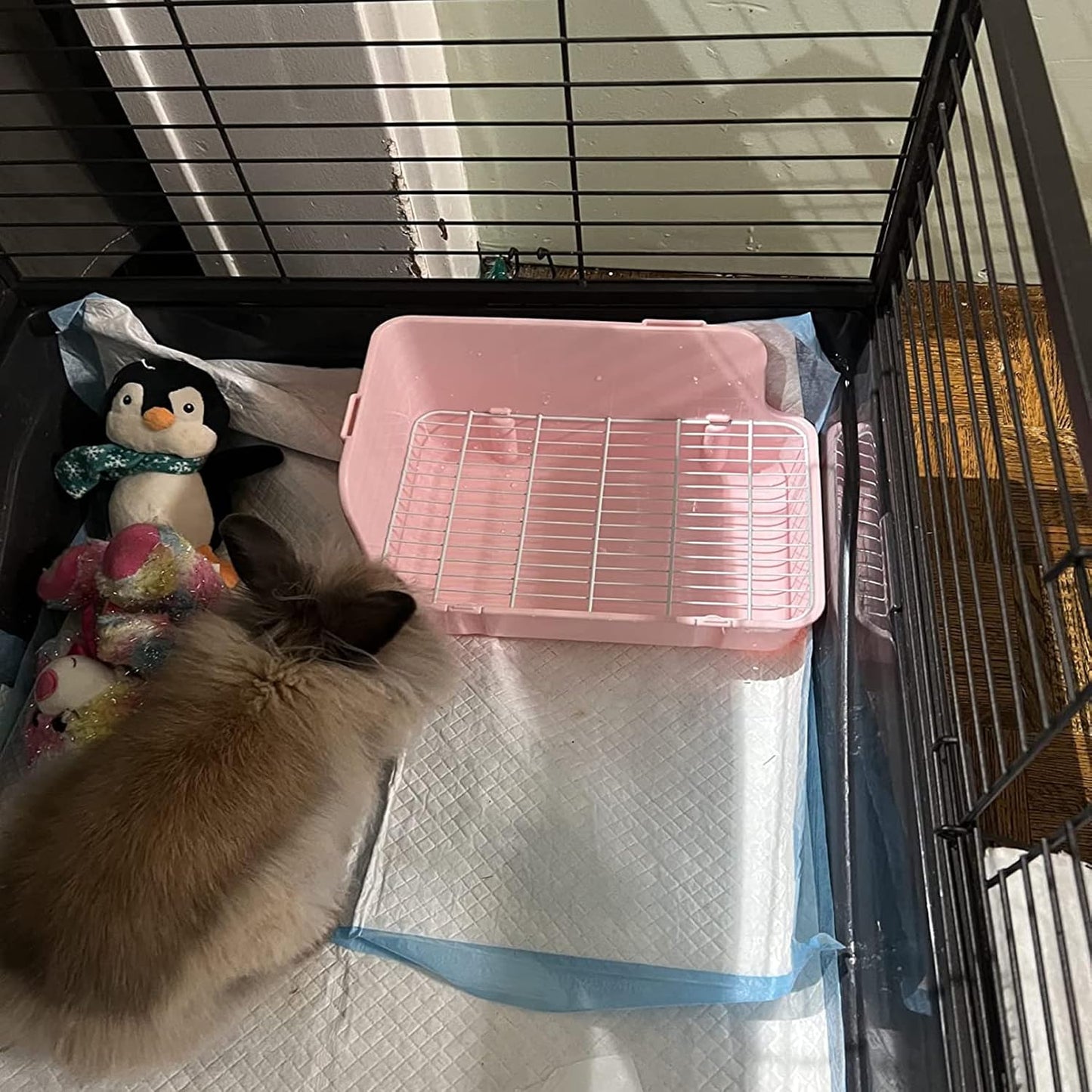 11Pcs Rabbit Litter Box Toilet,Bunny Corner Litter Bedding Plastic Square Grate Guinea Pig Bunny Ferret Hamster Hedgehog, Potty Trainer Bedding Box for Guinea Pig Ferret Hamster Hedgehog (Pink)