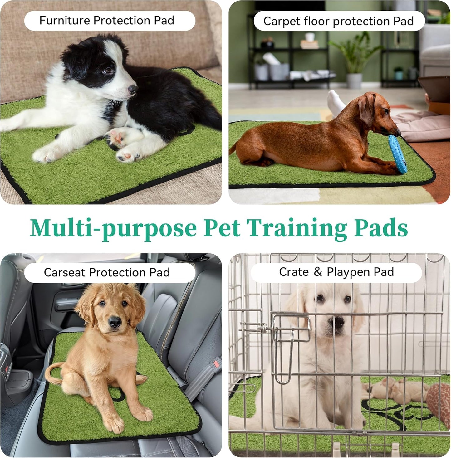 PatiencET Washable Pee Pads for Dogs, 24"x 36" Super Absorbent Reusable Puppy Pads for Pet Training, Housebreaking and Incontinence, 2 Pack Puppy Potty Pads with Leakproof Non-Slip Bottom