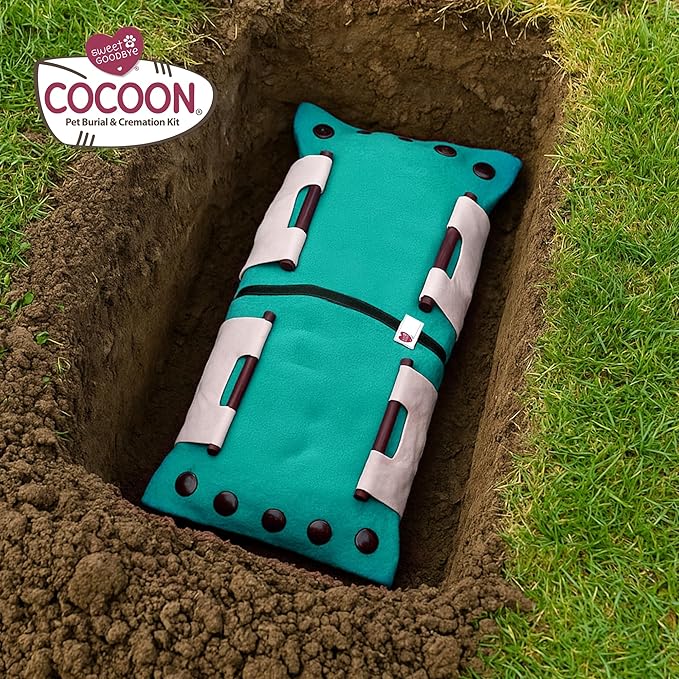 Cocoon® - Eco-Friendly Pet Burial & Cremation Ceremony Kit (Premium Wool) - Casket for Dogs and Cats (Choose Size & Color) (XL, Aqua)