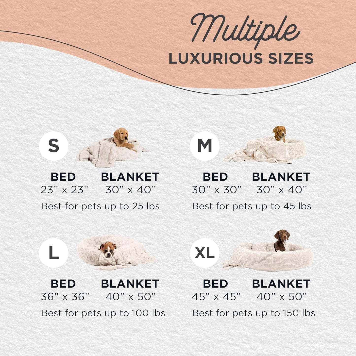 Best Friends by Sheri Bundle Set The Original Calming Lux Donut Cuddler Cat and Dog Bed + Pet Throw Blanket, Oyster, Extra Large, 45x45