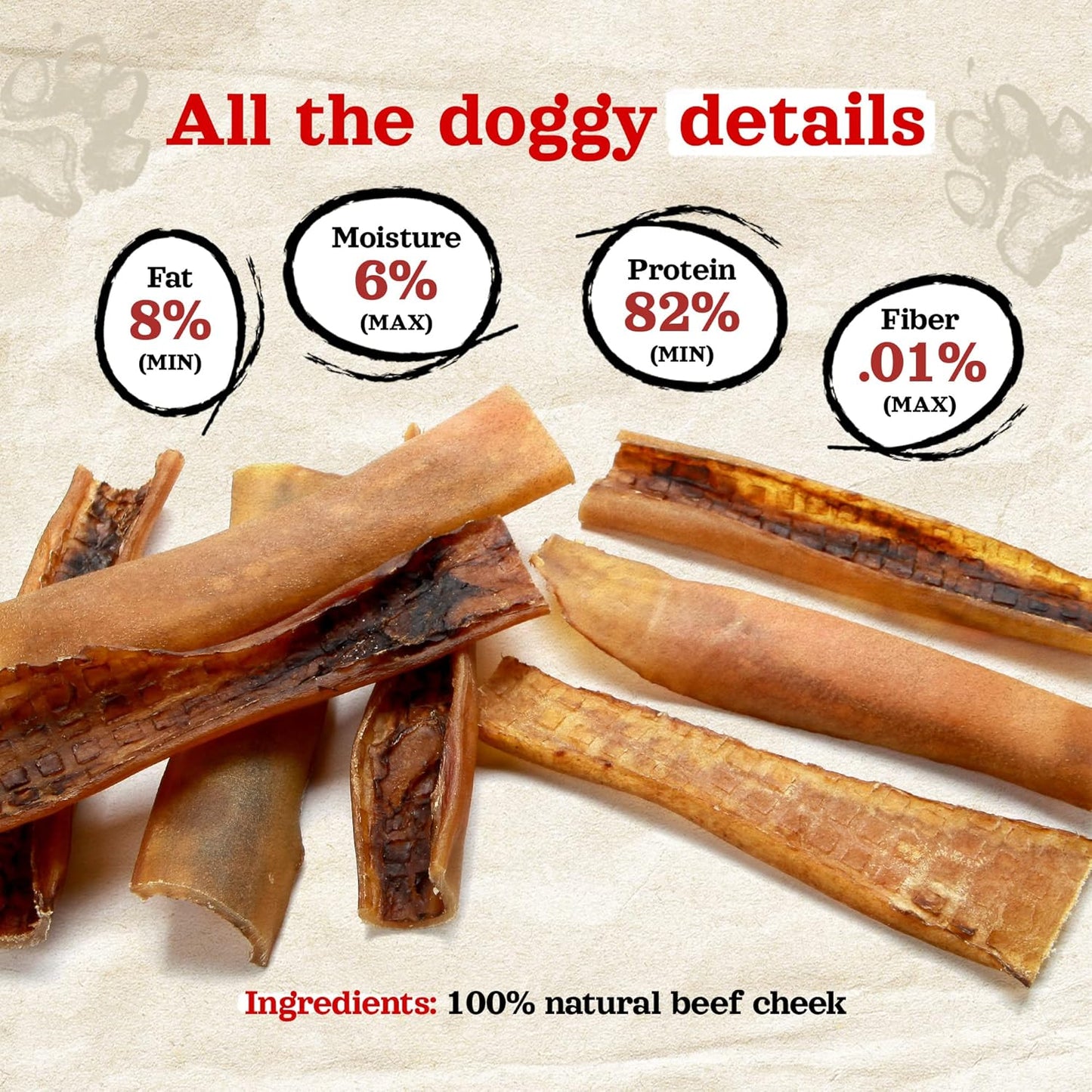 Natural Farm Bully Chips (9-12 Inch, 8 Oz.), Digestible Beef Cheek from Grass-Fed Cows, Non-GMO, Grain-Free, Natural Long-Lasting Dog Chews for Small, Medium & Large Dogs, Great Rawhide Alternative
