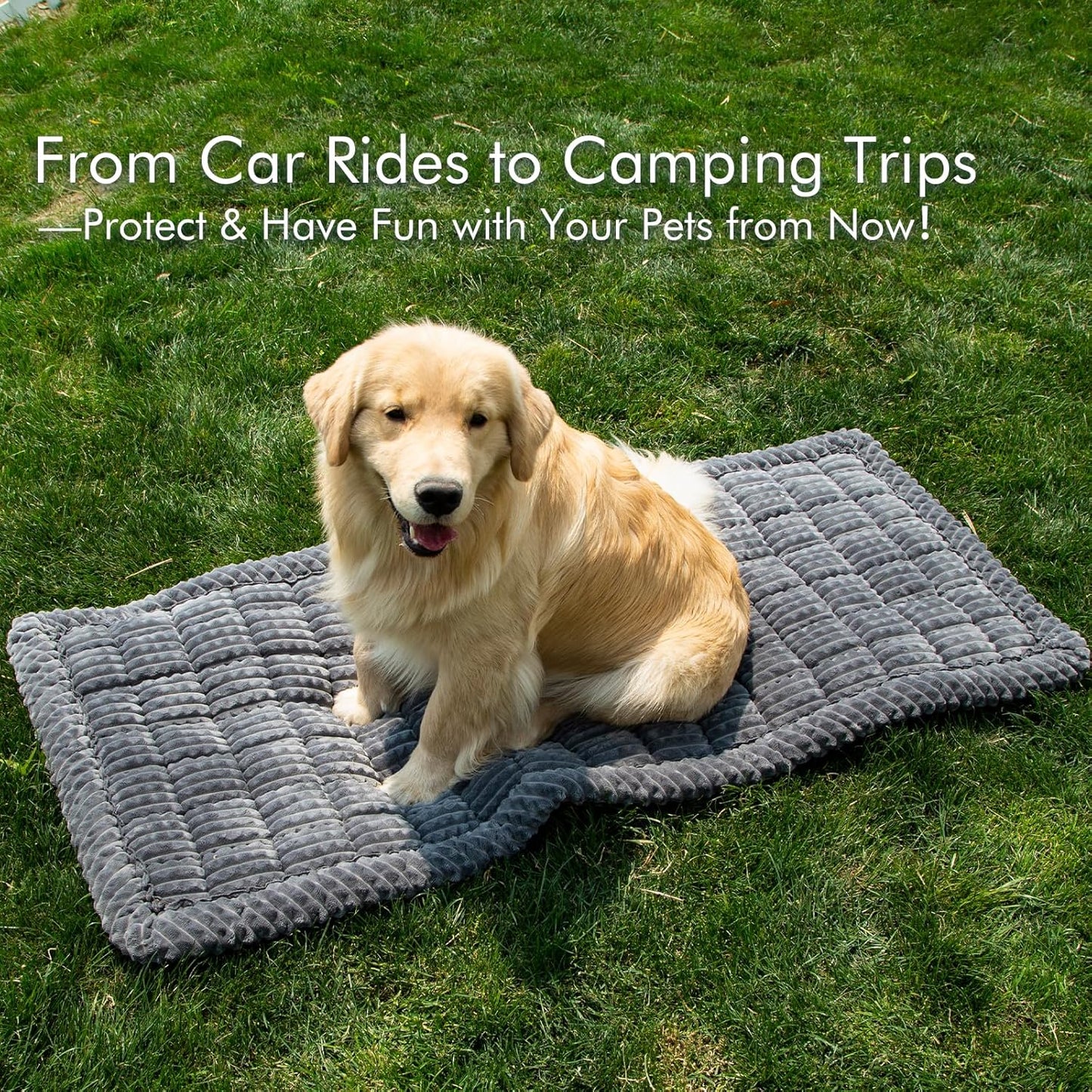 Dog Bed for Car, Pet Travel Backseat Mat for Vehicle SUV Truck Jeep Automobile, Large Washable Foldable Non-Slip Fuzzy Soft Comfortable Cozy Extender Protector Cover Pad, Grey, 24.8x54 in