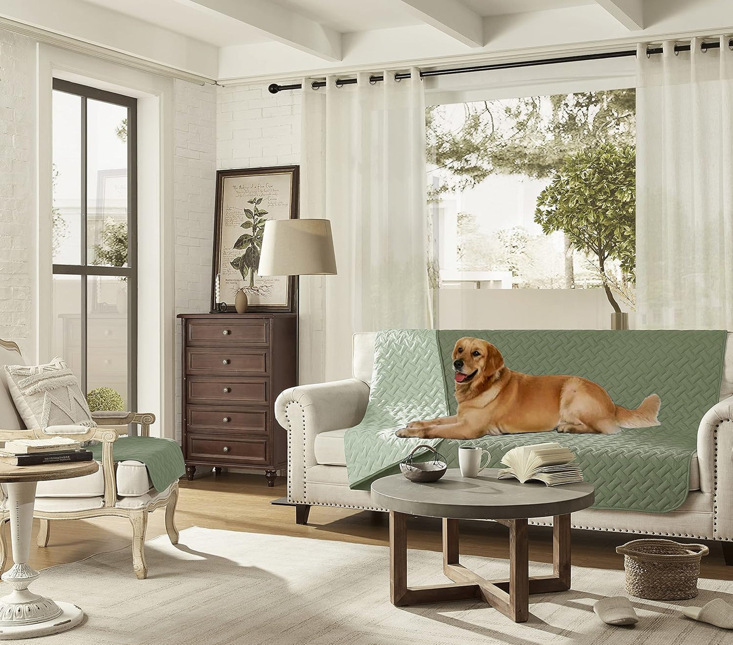 gogobunny 100% Double Sided Waterproof Dog Blanket Soft Pet Bed Cover Reversible Protect Furniture Couch Sofa Car for Puppy Cat Kids (Dark Green/Light Green, 40x50 Inch (Pack of 1))