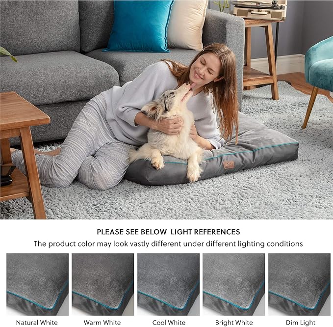 Bedsure Washable Dog Beds Large Sized Dog - 3 Inch Thicken Up to 80lbs Pet Mat Pillows with Removable Washable Cover, Grey