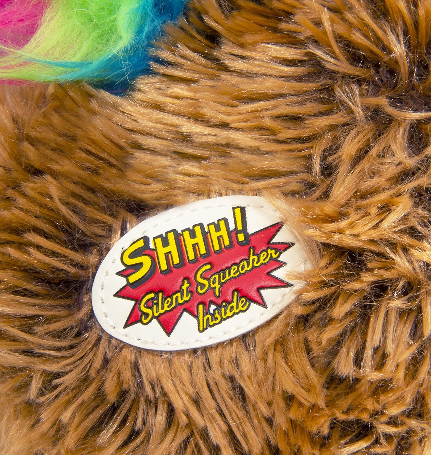 goDog Crazy Hairs Hedgehog Silent Squeak Plush Dog Toy, Chew Guard Technology - Brown, Small