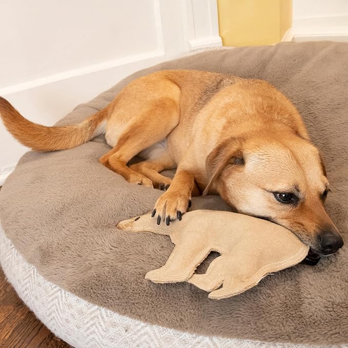 SPOT Dura-Fused Leather Bear Dog Toy – Durable Real Leather & Jute Chew Toy with Squeaker, Double-Stitched for Moderate Chewers, Medium & Large Dogs, 11.5in