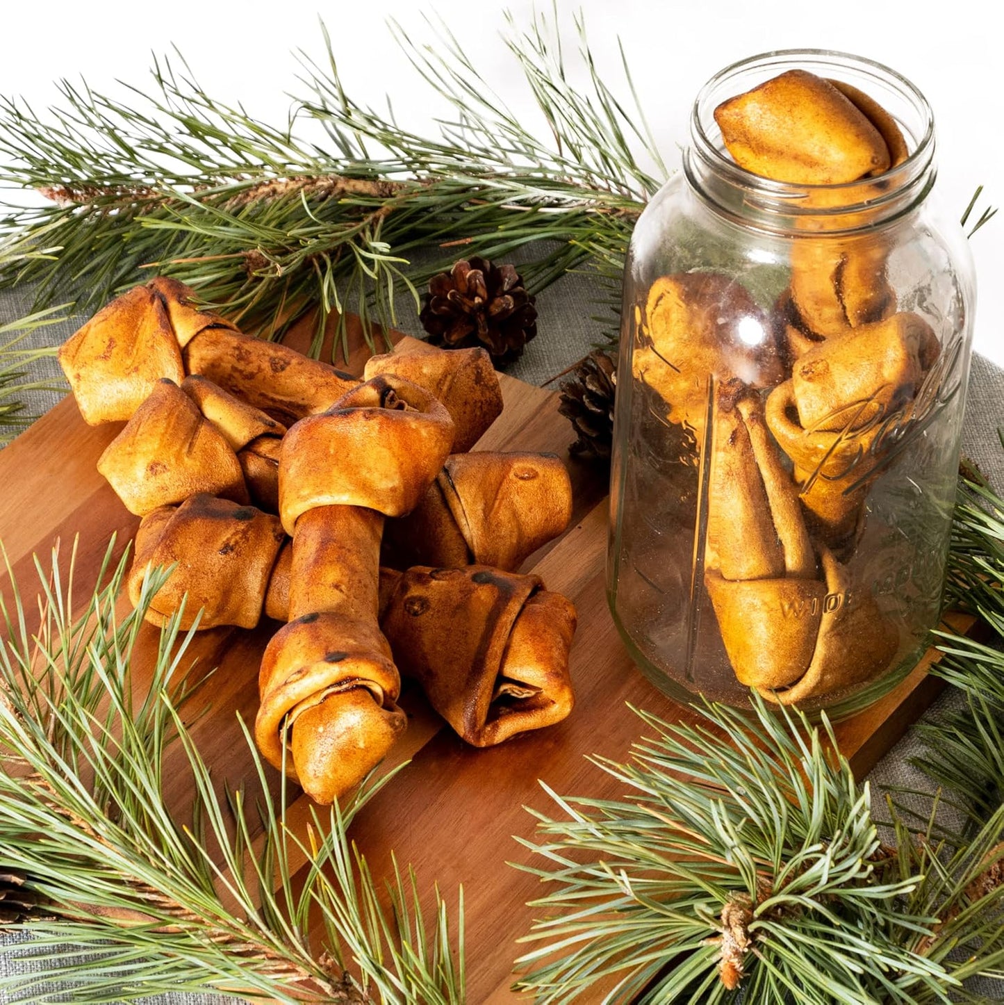 Pet Factory 100% Made in USA Beefhide 4" Knotted Bones Dog Chew Treats - Peanut Butter Flavor, 24 Count/1 Pack