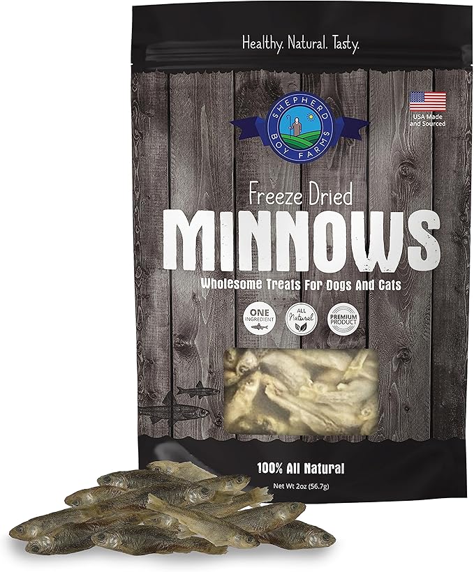Freeze Dried Dog and Cat Treats, Minnows, All Natural Single Ingredient Freeze-Dried Dog Treat & Snacks, Made in USA, High in Protein, Essential Nutrition of Raw Food, 2oz