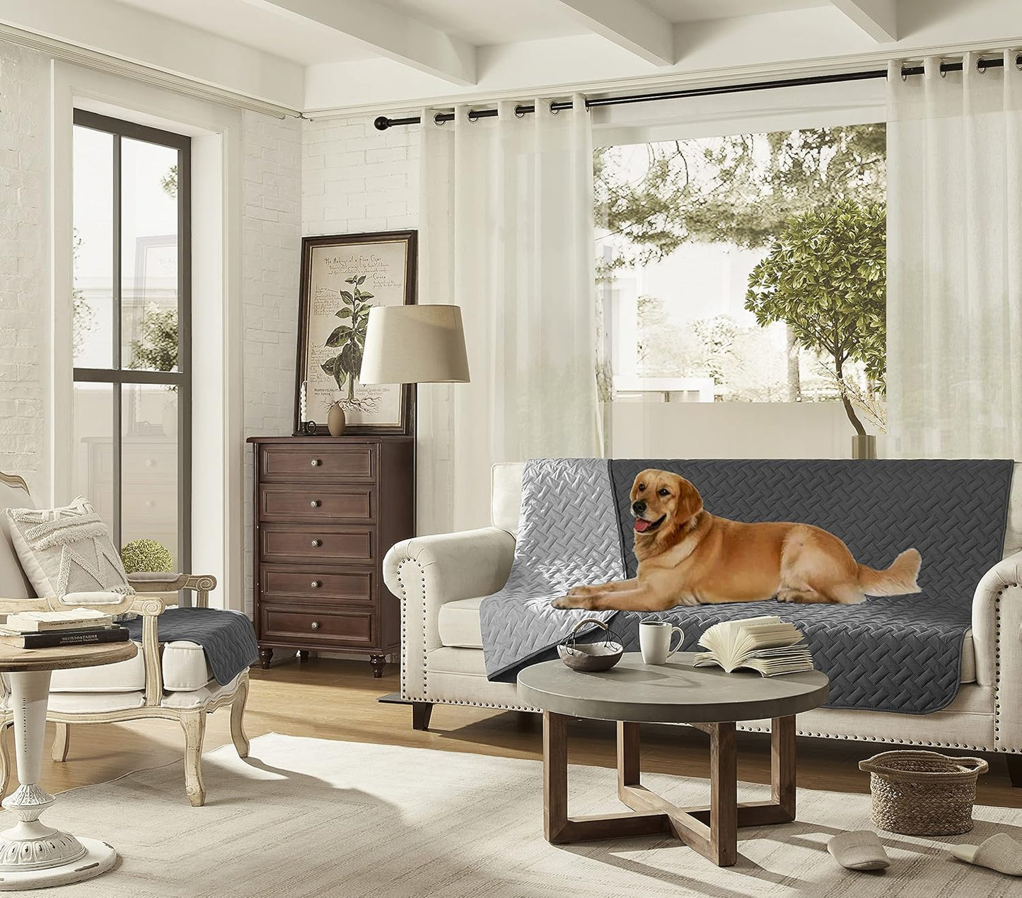 gogobunny 100% Double Sided Waterproof Dog Blanket Soft Pet Bed Cover Reversible Protect Furniture Couch Sofa Car for Puppy Cat Kids (Dark Grey/Light Grey, 30x70 Inch (Pack of 1))