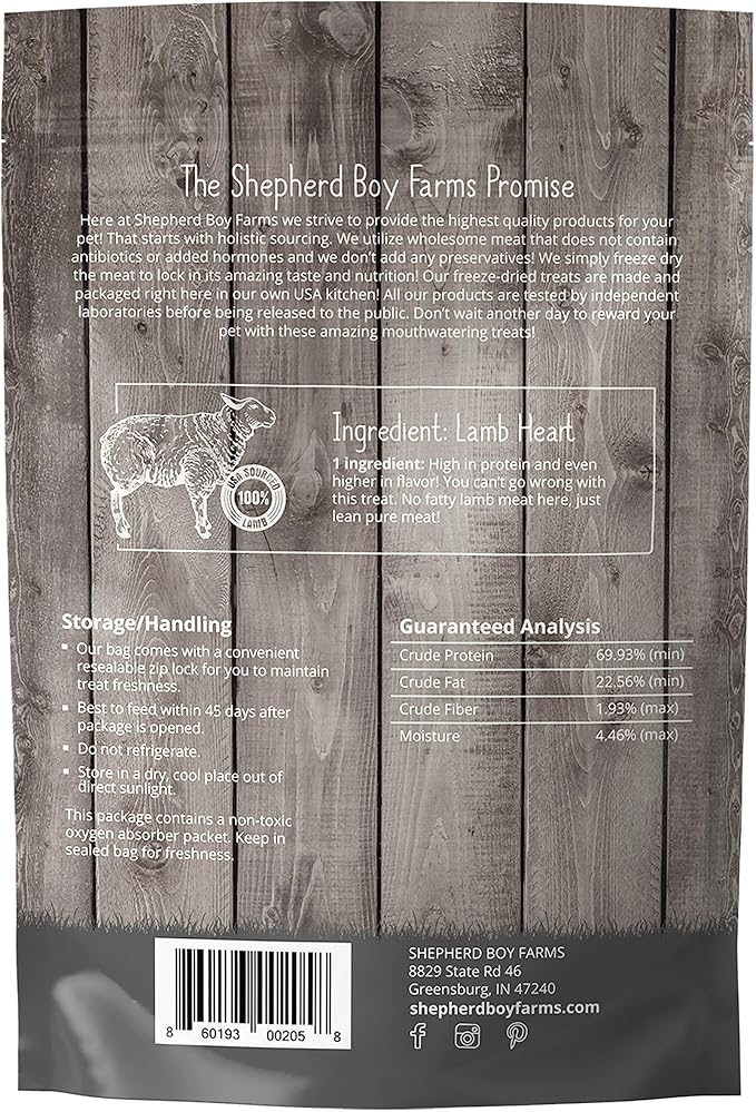 Freeze Dried Dog and Cat Treats, Lamb Heart, All Natural Single Ingredient Freeze-Dried Dog Treat & Snacks, Made in USA, High Protein, Essential Nutrition of Raw Food, 3oz