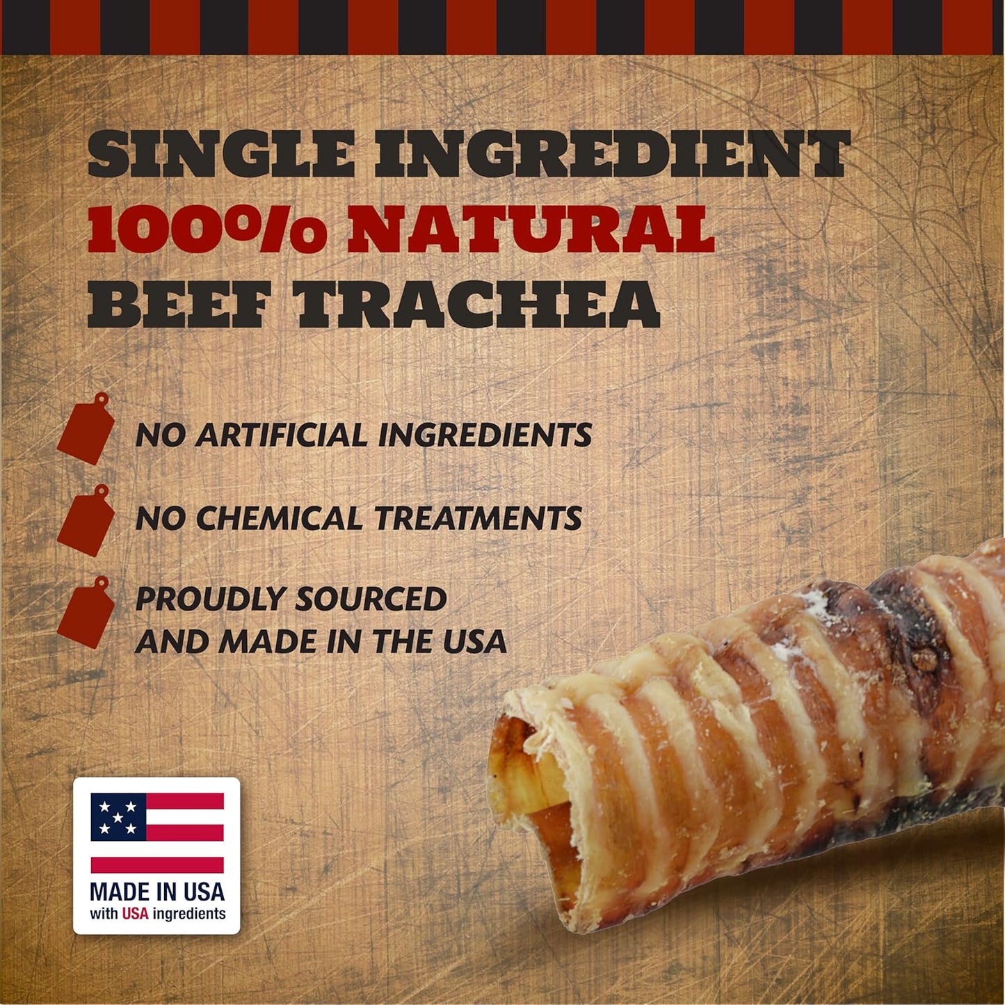 Filled Beef Trachea Dog Treat, for Dogs, Small Coffin Box, Made in The USA (1 Count) - Rawhide Free, No Bone