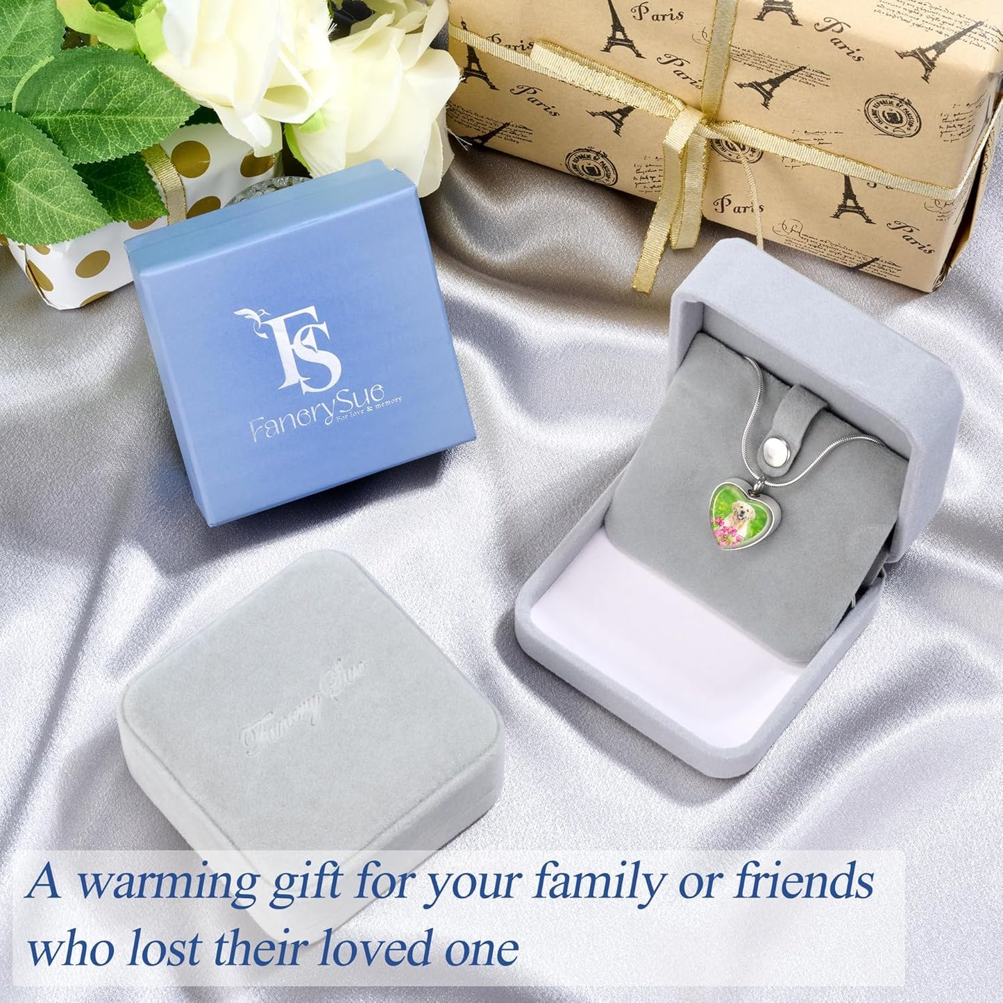 Fanery Sue Pet Ashes Necklace Cremation Jewelry Personalized Picture&Quote Memorial Gifts for Loss of Dog/Cat Urn Necklaces Pets Loss Sympathy Gift Keepsake for Women
