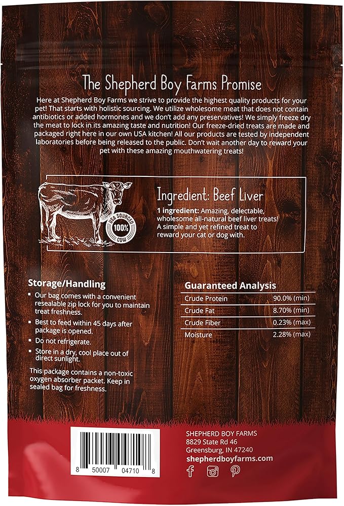 Freeze Dried Dog and Cat Treats, Beef Liver, All Natural Single Ingredient Freeze-Dried Dog Treat & Snacks, Made in USA, High Protein, Essential Nutrition of Raw Food, 8oz