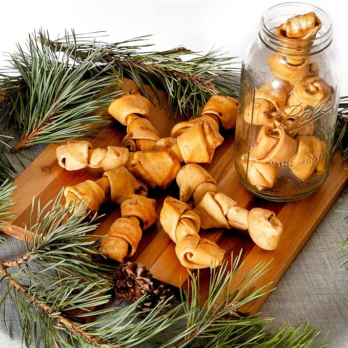 Pet Factory 100% Made in USA Beefhide 4" Knotted Bones Dog Chew Treats - Chicken Flavor, 18 Count/1 Pack