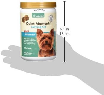 NaturVet Quiet Moments Calming Dog Supplement, Dog Soft Chews with Melatonin to Help Reduce Stress from Storms, the Vet, Fireworks, and Travel, Bacon and Chicken Flavored Pet Supplement, 180 Count Jar