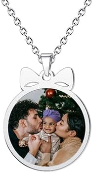 CharmSStory Personalized Photo Necklaces Custom Engraved Name Necklace Memory Keepsake Picture Necklace Pendant Customized Gifts for Women Men