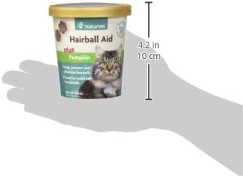 NaturVet – Hairball Aid Supplement for Cats - Plus Pumpkin – Helps Eliminate & Prevent Hairballs – 100 Soft Chews
