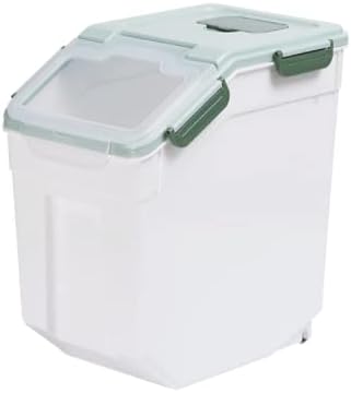 Airtight Dog Food Storage Container 15 lbs Capacity, Large Pet Food Storage Bin, Plastic Cat Food Box with Scoop and Measuring Cup (Green)