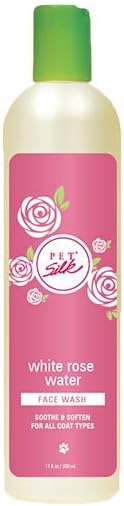 Pet Silk White Rose Water 11.6oz Face Wash, Relaxing Solution Made with Rose Extract, Help Scrub The Day Away While Hydrating Your pet's face, Infused with Silk and Rose Extract!