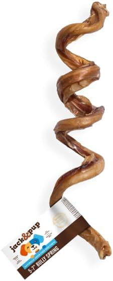 Jack&Pup Bully Springs for Dogs | 7" Spiral Bully Sticks for Dogs | Long Lasting, Stimulating, Odor Free Bully Sticks (1 Ct)